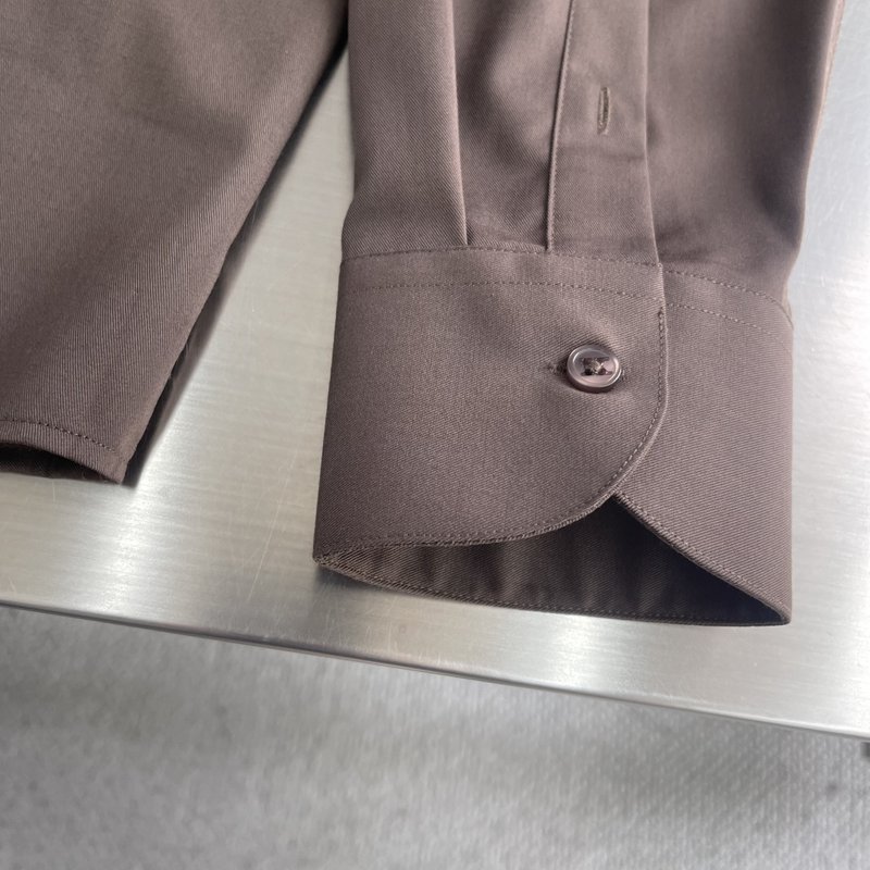 Kiton 남성 면 소재 자수 칼라 긴팔 셔츠 001-216087