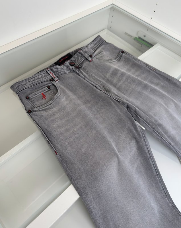 Kiton 남성 그레이 워싱 슬림 진 001-216096