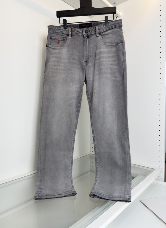 Kiton 남성 그레이 워싱 슬림 진 001-216096