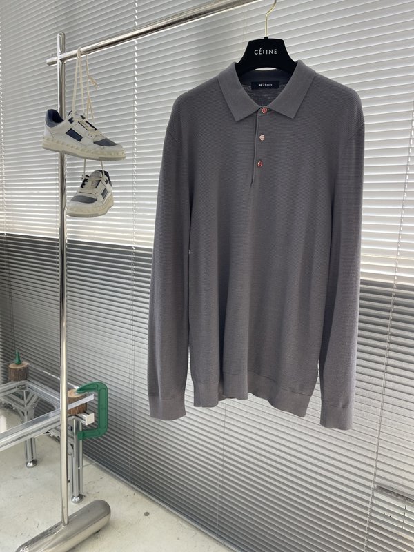 Kiton 3 단 버튼 칼라 니트 긴팔 스웨터 001-216099