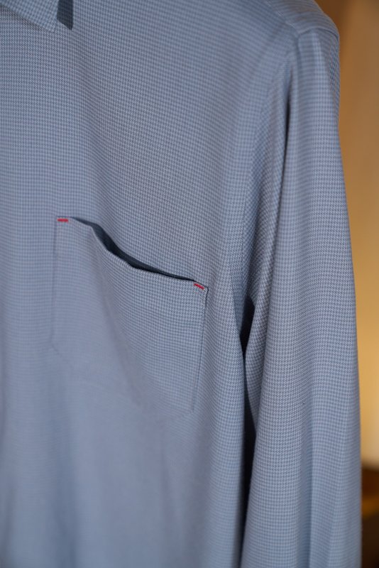 Kiton 남성 울 천조 격자 무늬 긴팔 셔츠 001-216109