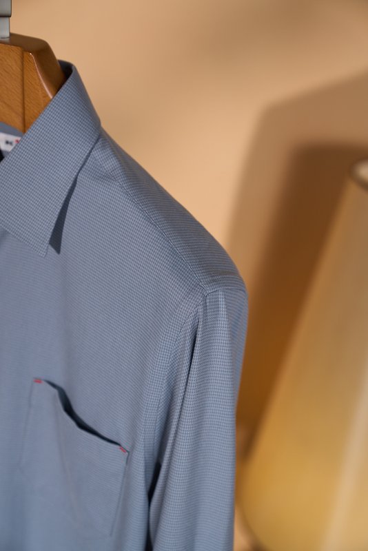 Kiton 남성 울 천조 격자 무늬 긴팔 셔츠 001-216109