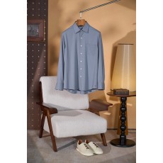 Kiton 남성 울 천조 격자 무늬 긴팔 셔츠 001-216109