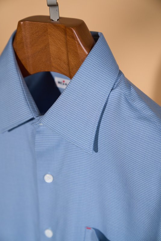 Kiton 남성 울 천조끼 무늬 긴팔 셔츠 001-216114