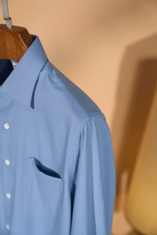Kiton 남성 울 천조끼 무늬 긴팔 셔츠 001-216114