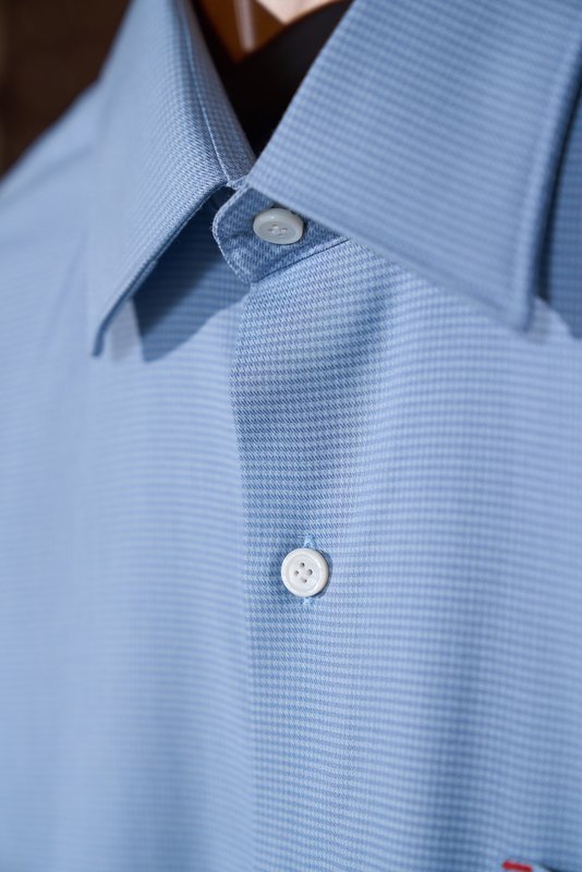 Kiton 남성 울 천조끼 무늬 긴팔 셔츠 001-216114