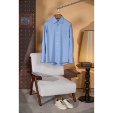 Kiton 남성 울 천조끼 무늬 긴팔 셔츠 001-216114