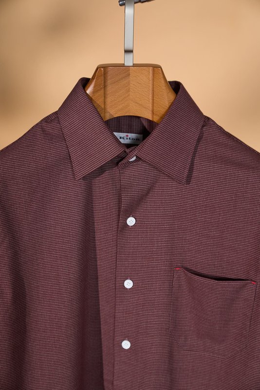 Kiton 울 천사격 긴팔 셔츠 001-216115