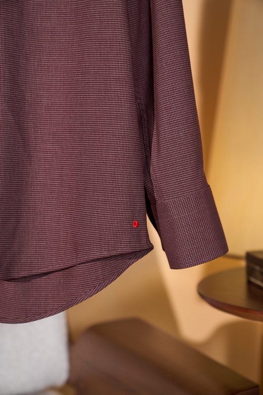 Kiton 울 천사격 긴팔 셔츠 001-216115