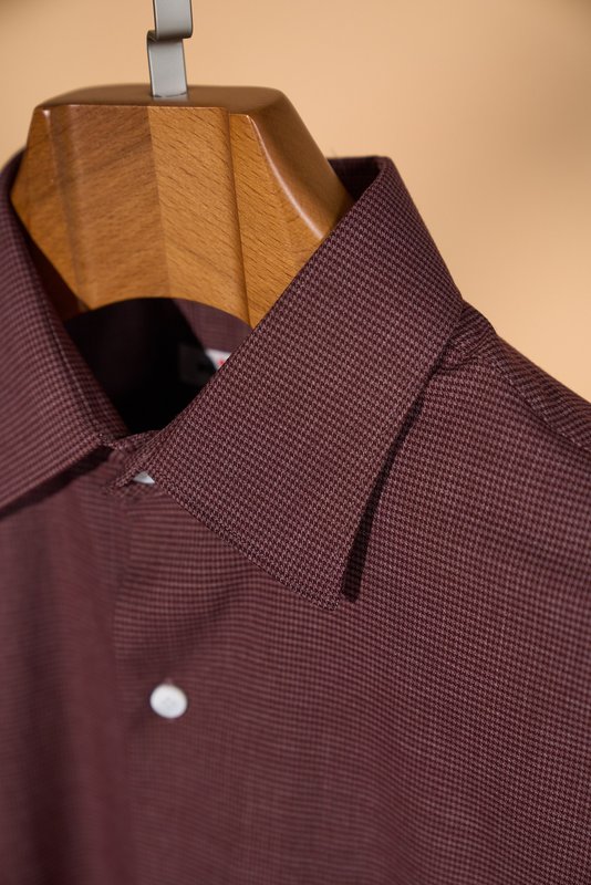 Kiton 울 천사격 긴팔 셔츠 001-216115