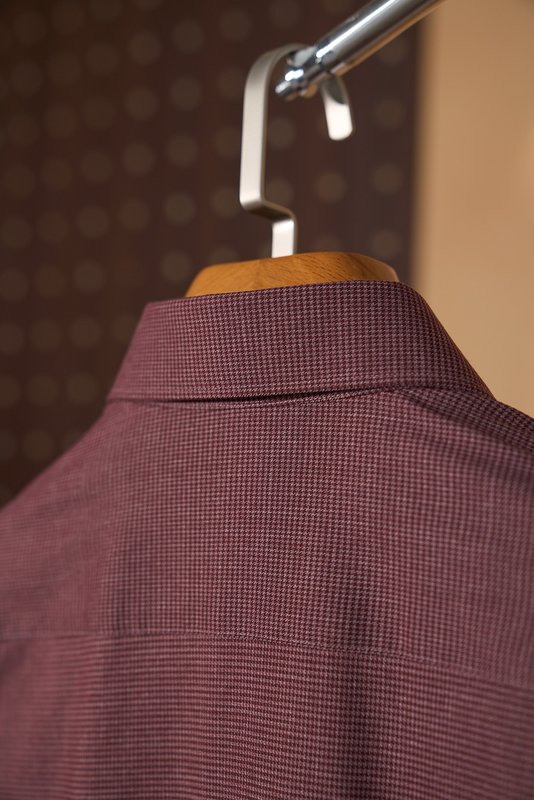 Kiton 울 천사격 긴팔 셔츠 001-216115