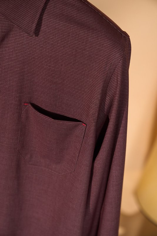 Kiton 울 천사격 긴팔 셔츠 001-216115