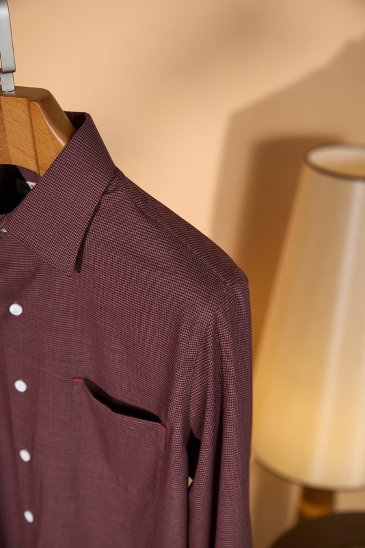 Kiton 울 천사격 긴팔 셔츠 001-216115