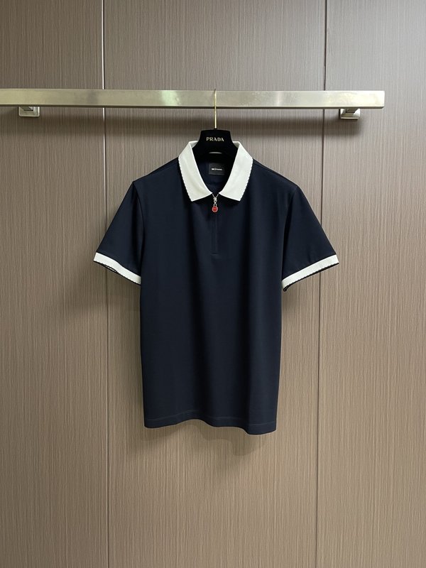 Kiton 남성 하프 지퍼 니트 반팔 폴로 셔츠 001-216117