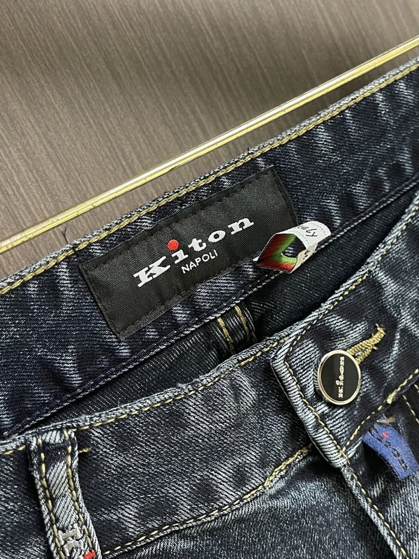 Kiton 남성 스트레이트 진 001-216134