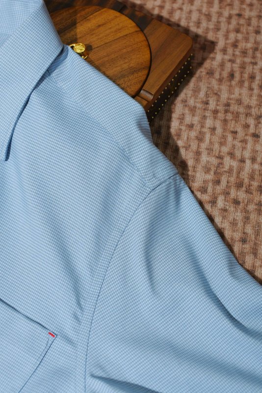 Kiton 울 천사격 긴팔 셔츠 남성용 001-216153