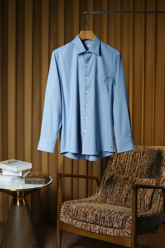 Kiton 울 천사격 긴팔 셔츠 남성용 001-216153