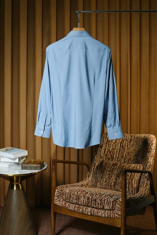 Kiton 울 천사격 긴팔 셔츠 남성용 001-216153
