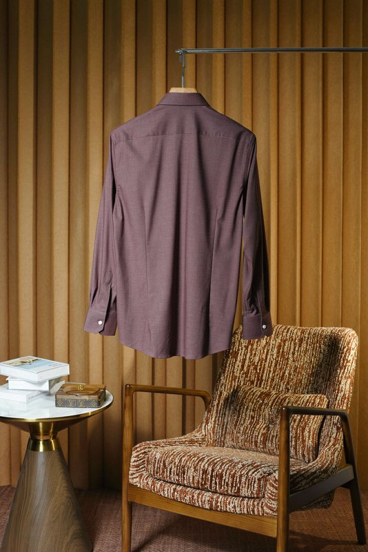 Kiton 울 천사격 긴팔 셔츠 001-216154