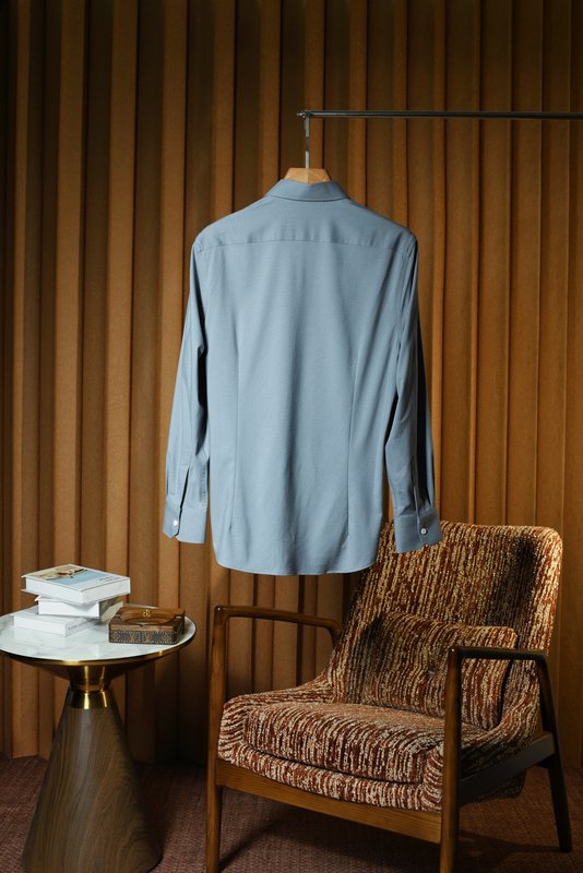 Kiton 울 천사격 긴팔 셔츠 남성용 001-216155