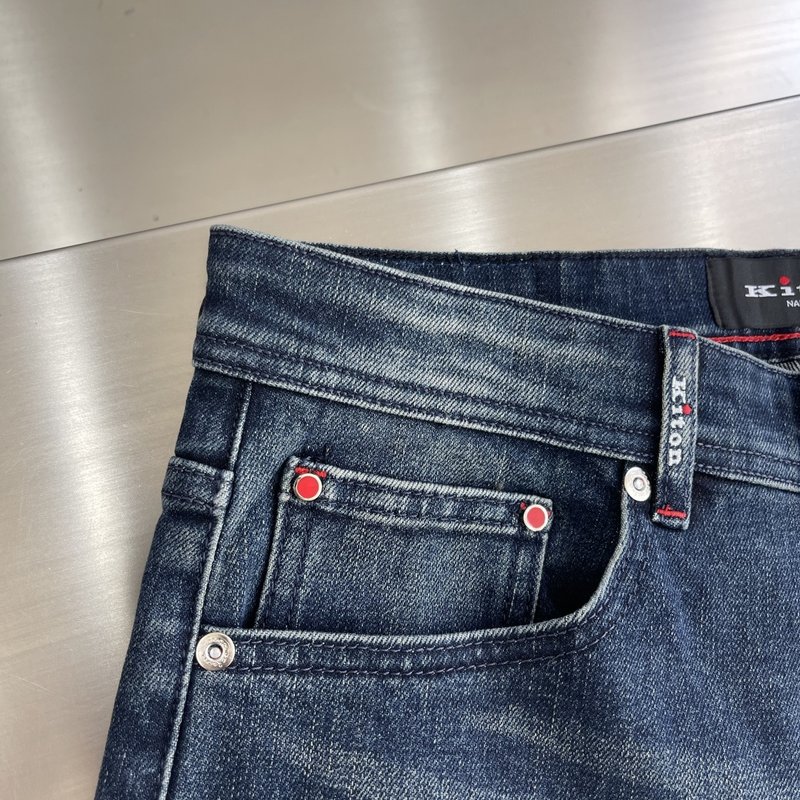 Kiton 남성 클래식 스트레치 데님 팬츠 001-216158