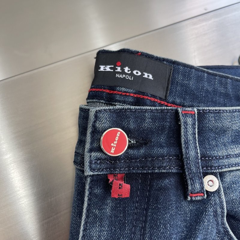 Kiton 남성 클래식 스트레치 데님 팬츠 001-216158