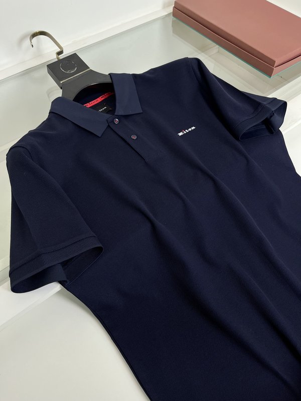 Kiton 남성 반팔 폴로 셔츠 자수 포인트 001-216159
