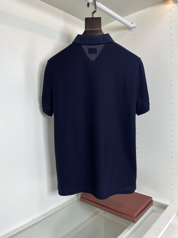 Kiton 남성 반팔 폴로 셔츠 자수 포인트 001-216159