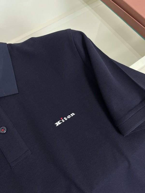 Kiton 남성 반팔 폴로 셔츠 자수 포인트 001-216159