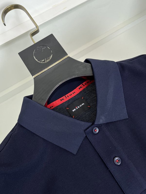 Kiton 남성 반팔 폴로 셔츠 자수 포인트 001-216159