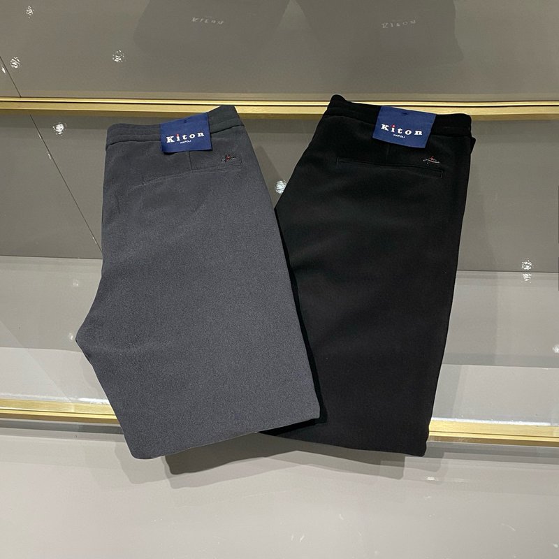 Kiton 남성 코튼 코듀로이 슬림 정장 바지 001-216160