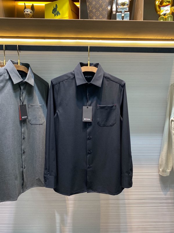 Kiton 남성 텐셀 코튼 라펠 긴팔 셔츠 001-216172