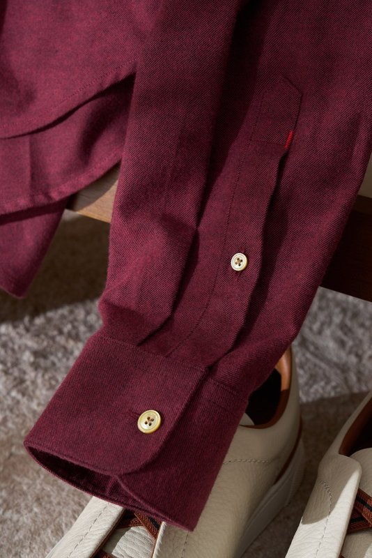 Kiton 남성 두꺼운 벨벳 셔츠 001-216174