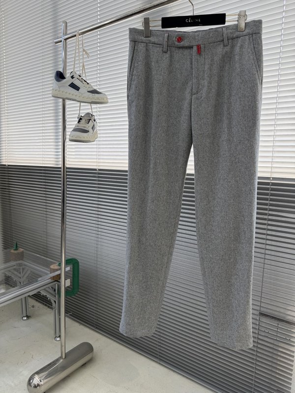 Kiton 남성 울 혼방 비즈니스 정장 바지 001-216175