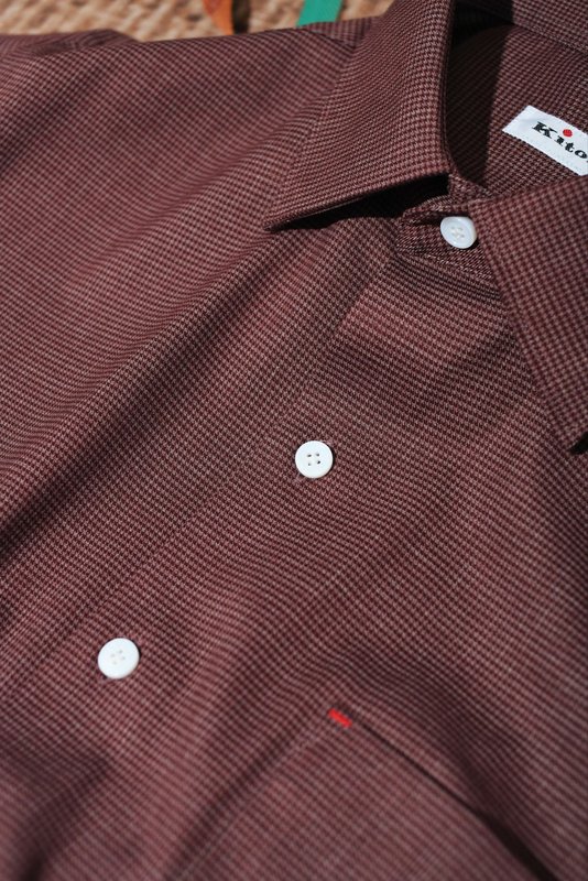 Kiton 남성 울 천조끼 패턴 긴팔 셔츠 001-216180