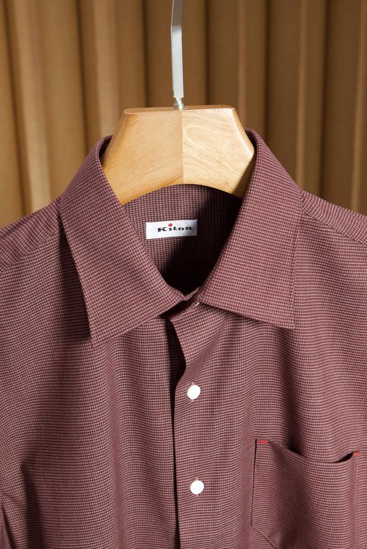 Kiton 남성 울 천조끼 패턴 긴팔 셔츠 001-216180