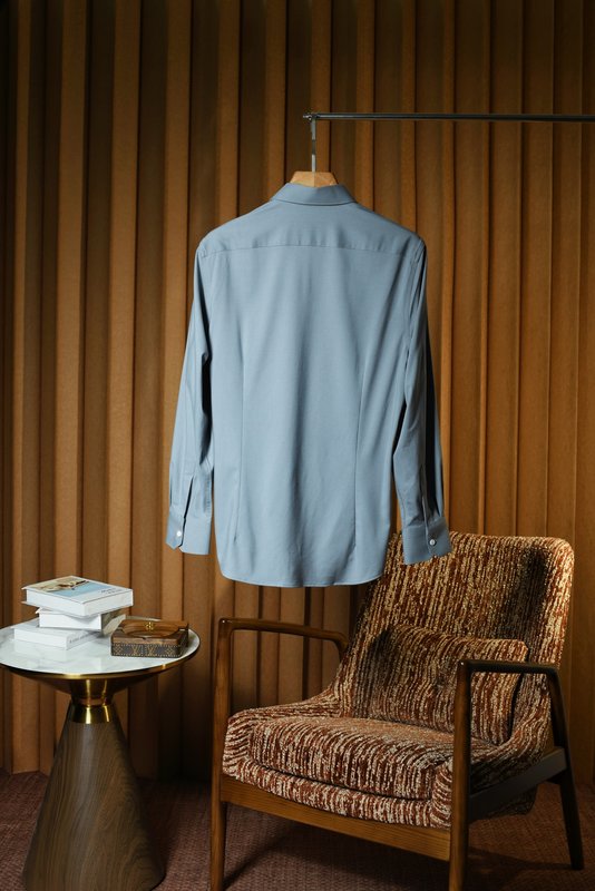 Kiton 울 천사격 긴팔 셔츠 남성용 001-216182