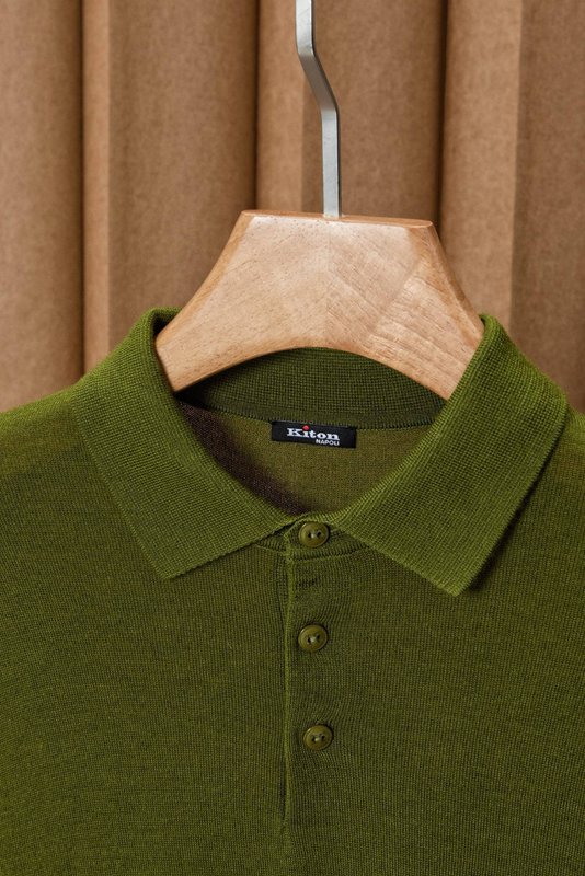 Kiton 남성 폴로 칼라 울 니트 001-216188