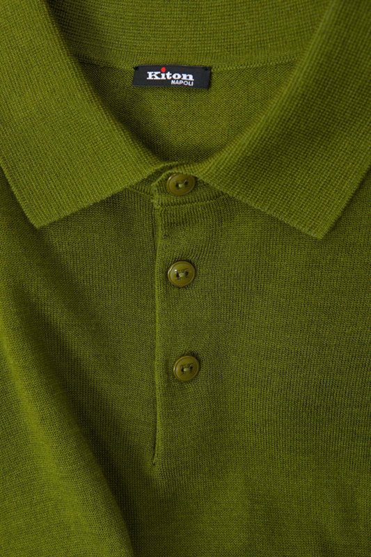 Kiton 남성 폴로 칼라 울 니트 001-216188