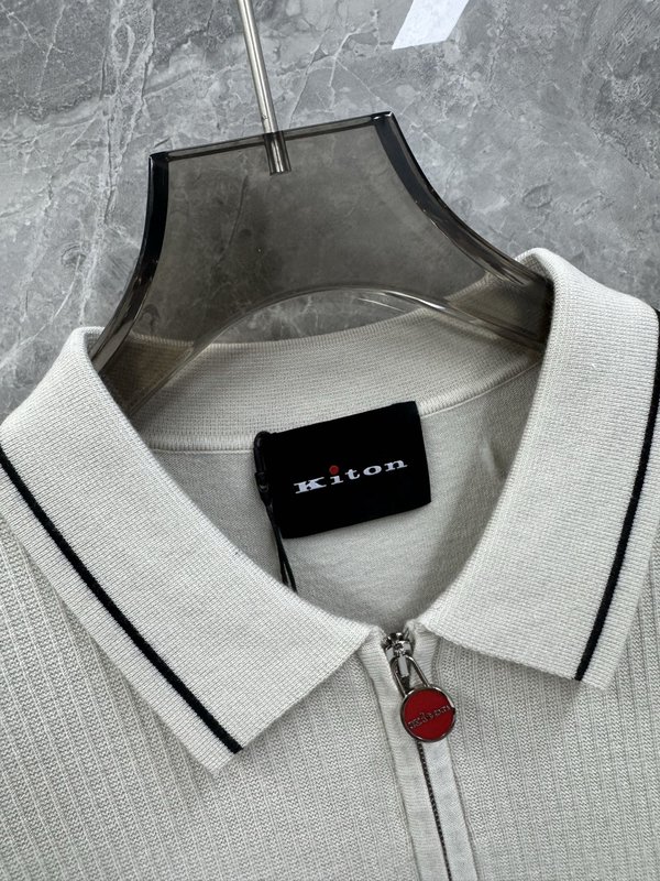 Kiton 고급 비즈니스 울 블렌드 니트 001-216189