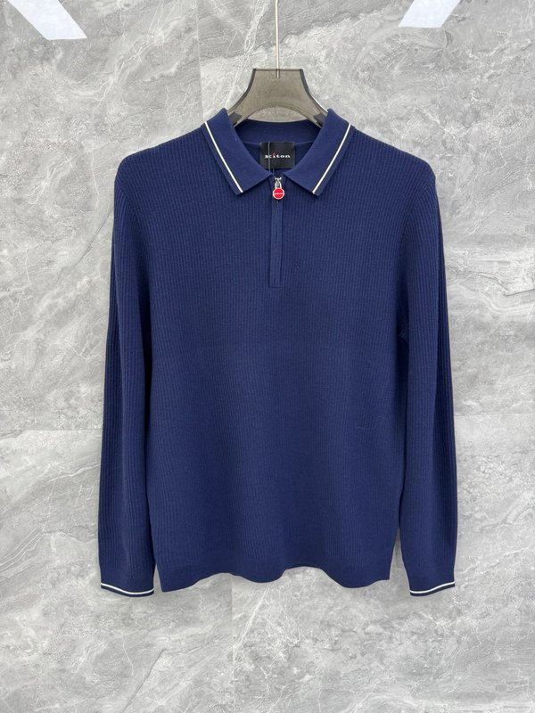 Kiton 고급 비즈니스 울 블렌드 니트 001-216189