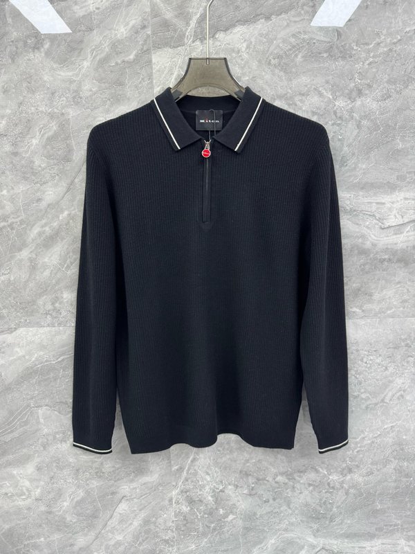 Kiton 고급 비즈니스 울 블렌드 니트 001-216189