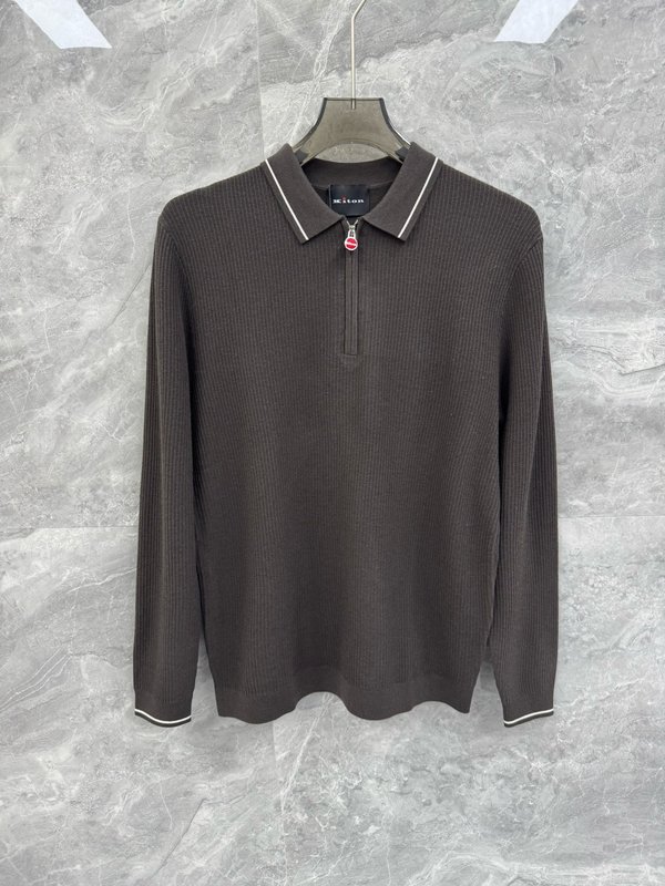 Kiton 고급 비즈니스 울 블렌드 니트 001-216189
