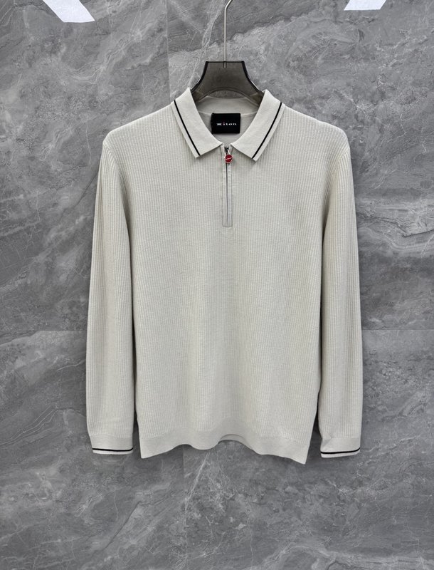 Kiton 고급 비즈니스 울 블렌드 니트 001-216189