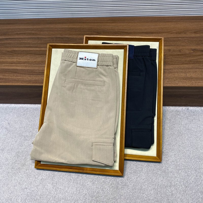 Kiton 가을 겨울 사선 면 스트레이트 캐주얼 팬츠 001-216193