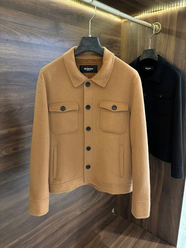 Kiton 울 캐시미어 혼방 남성 셔츠 자켓 001-216208