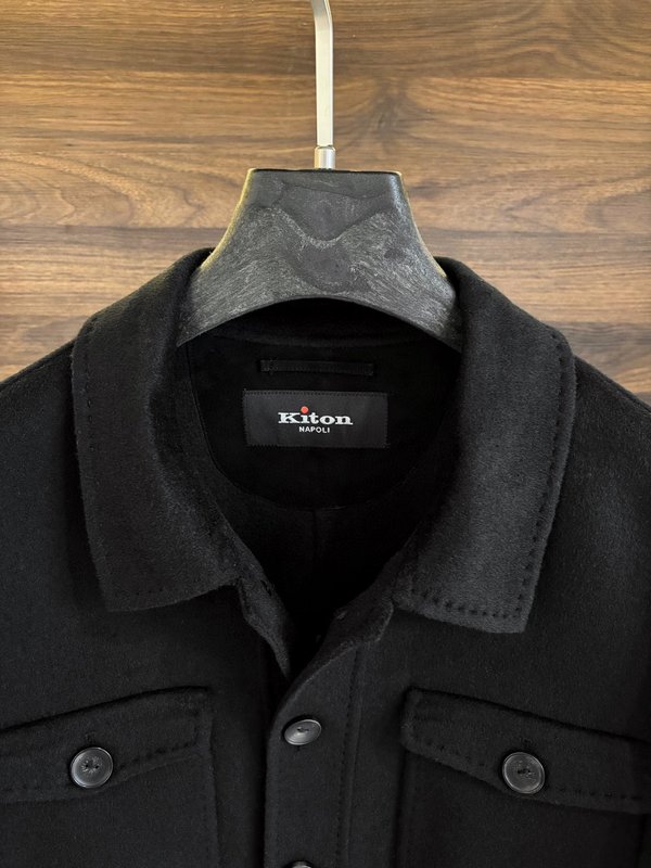 Kiton 울 캐시미어 혼방 남성 셔츠 자켓 001-216209