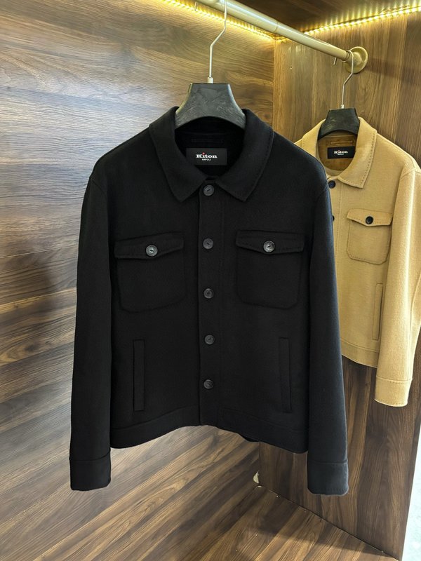 Kiton 울 캐시미어 혼방 남성 셔츠 자켓 001-216209