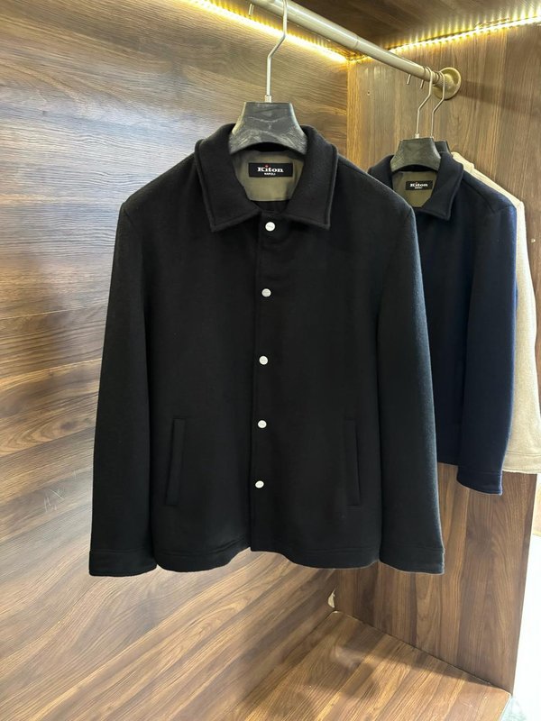 Kiton 울 캐시미어 혼방 남성 셔츠 자켓 001-216211