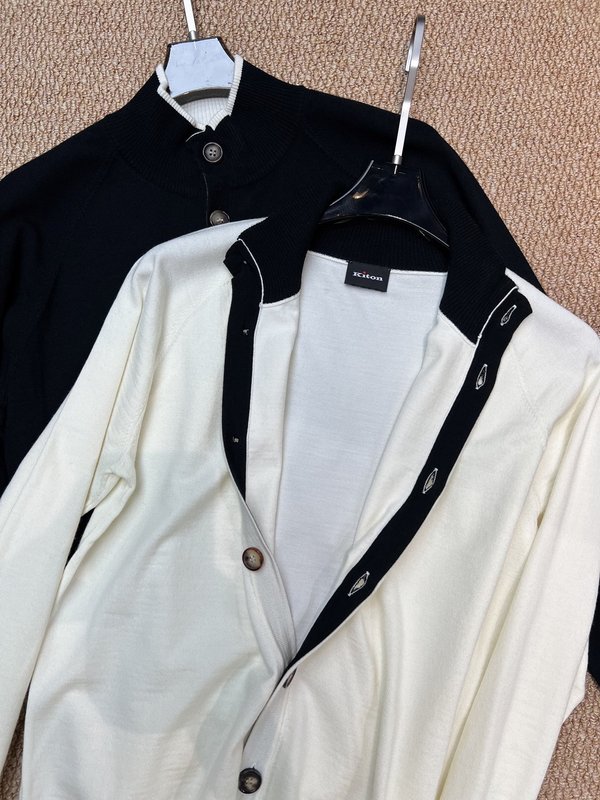 Kiton 미들 칼라 울 카디건 남성용 001-216215